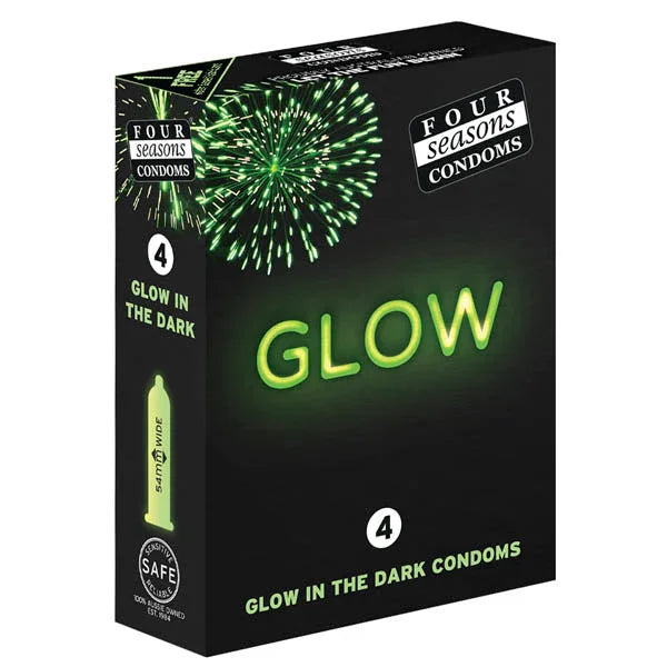 Four Seasons Glow N' Dark Condoms - Glow In The Dark Lubricated Condoms - 4 Pack - Take A Peek