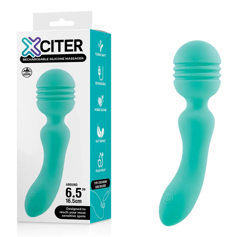 Xciter - Teal - Teal 16.5 cm USB Rechargeable Massage Wand - Take A Peek