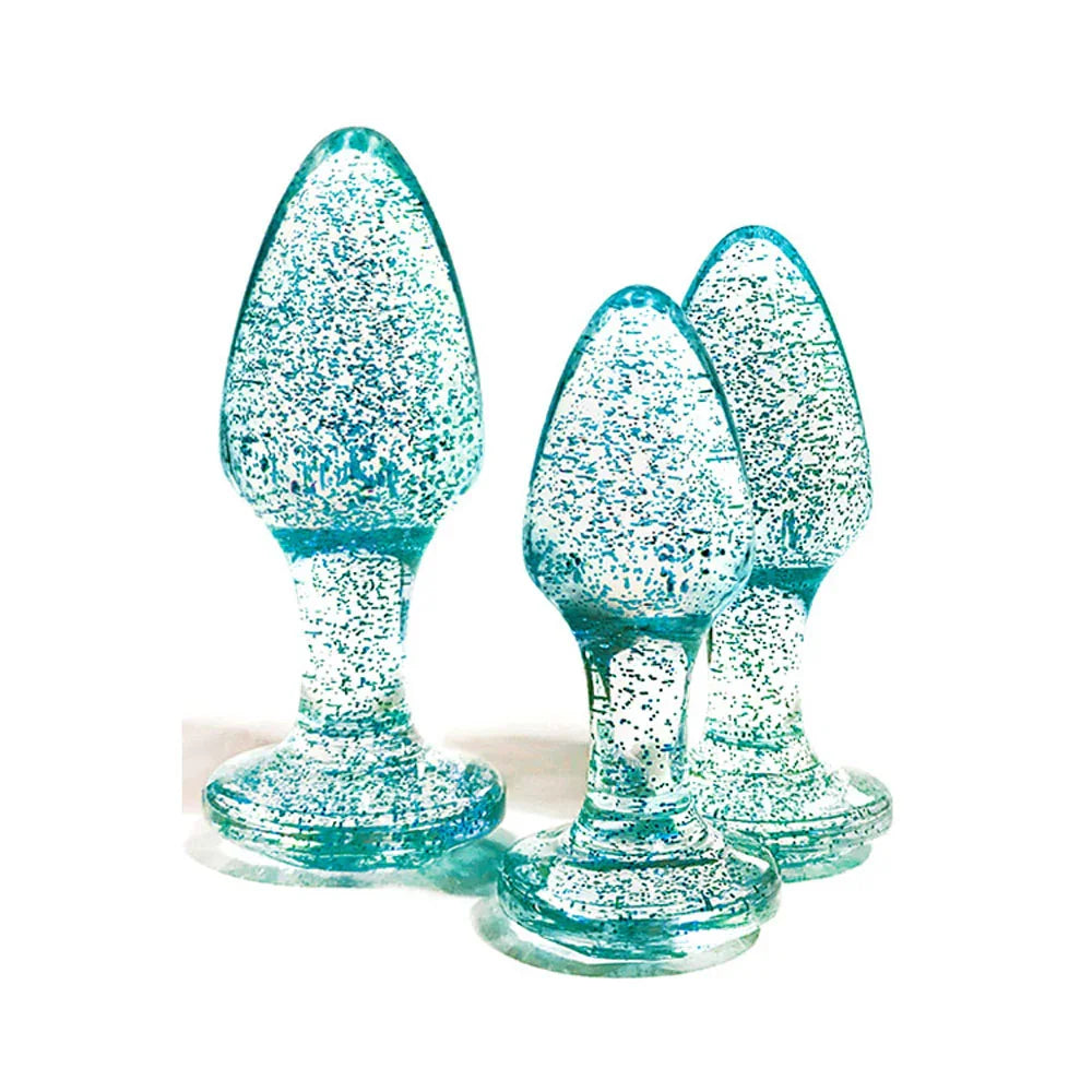 Adam & Eve Glitter Gem 3-Piece Butt Plug Set - - Take A Peek