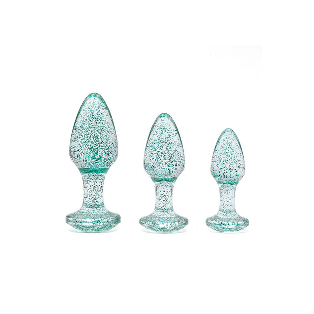 Adam & Eve Glitter Gem 3-Piece Butt Plug Set - - Take A Peek