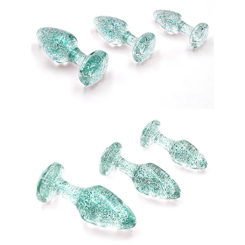 Adam & Eve Glitter Gem 3-Piece Butt Plug Set - - Take A Peek