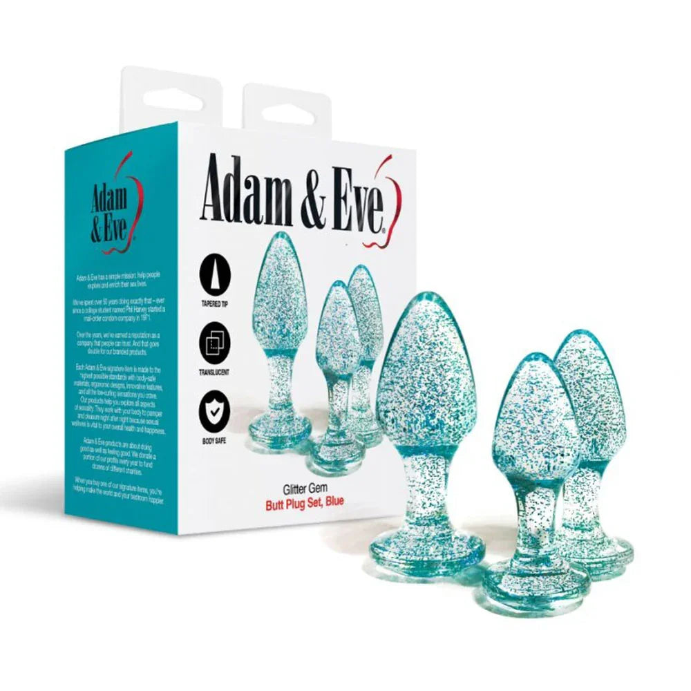 Adam & Eve Glitter Gem 3-Piece Butt Plug Set - - Take A Peek