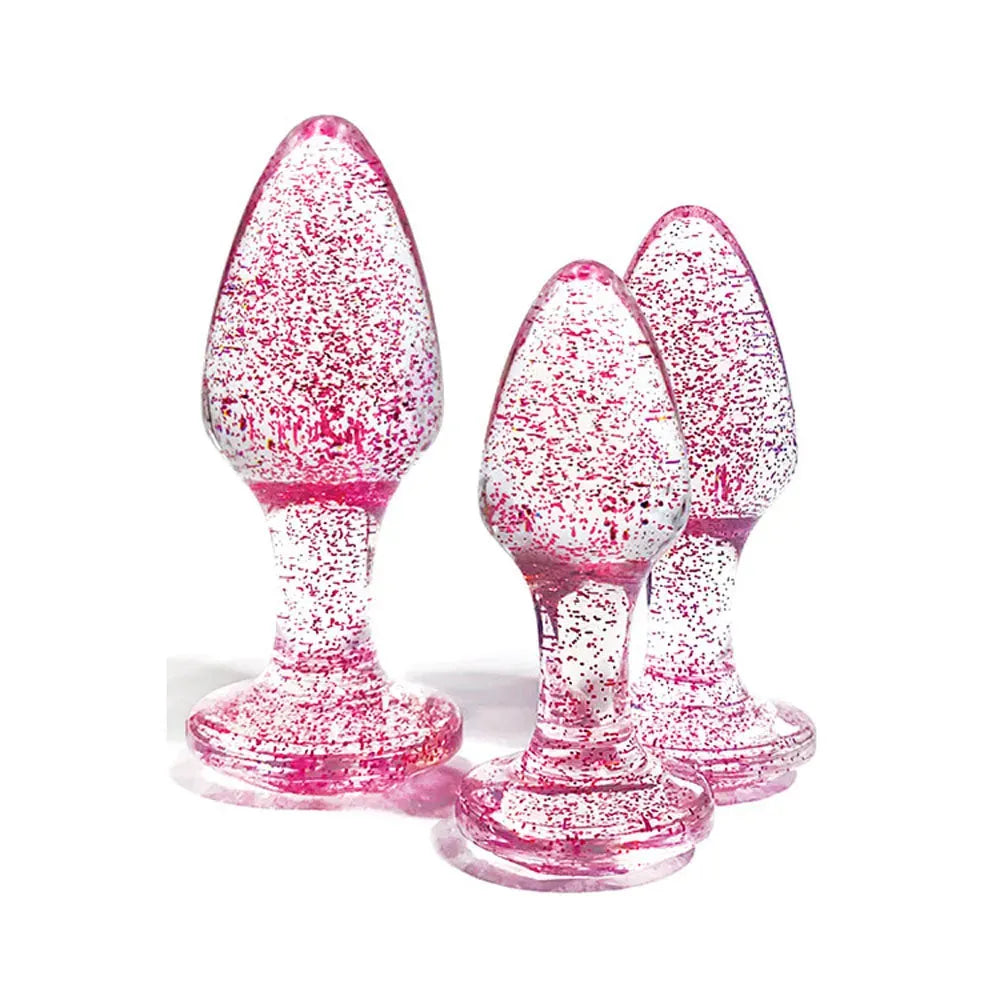 Adam & Eve Glitter Gem 3-Piece Butt Plug Set - - Take A Peek