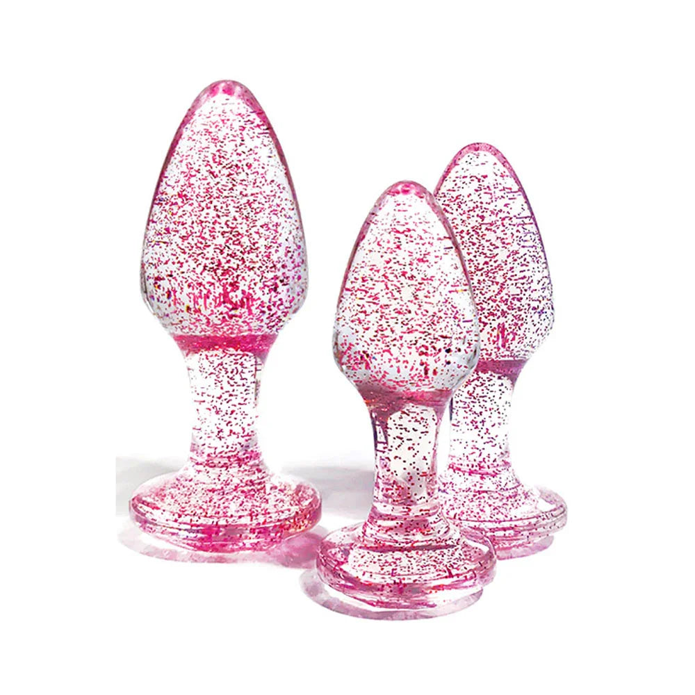 Adam & Eve Glitter Gem 3-Piece Butt Plug Set - - Take A Peek