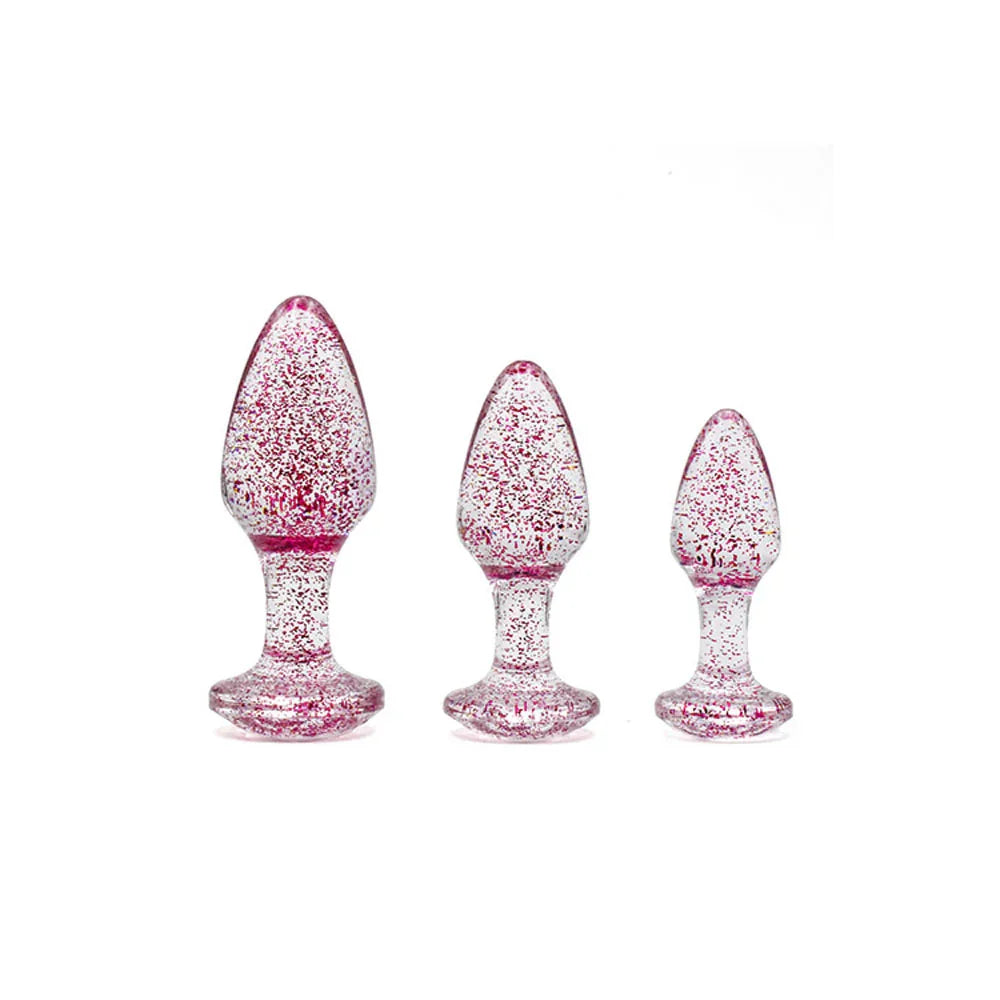 Adam & Eve Glitter Gem 3-Piece Butt Plug Set - - Take A Peek