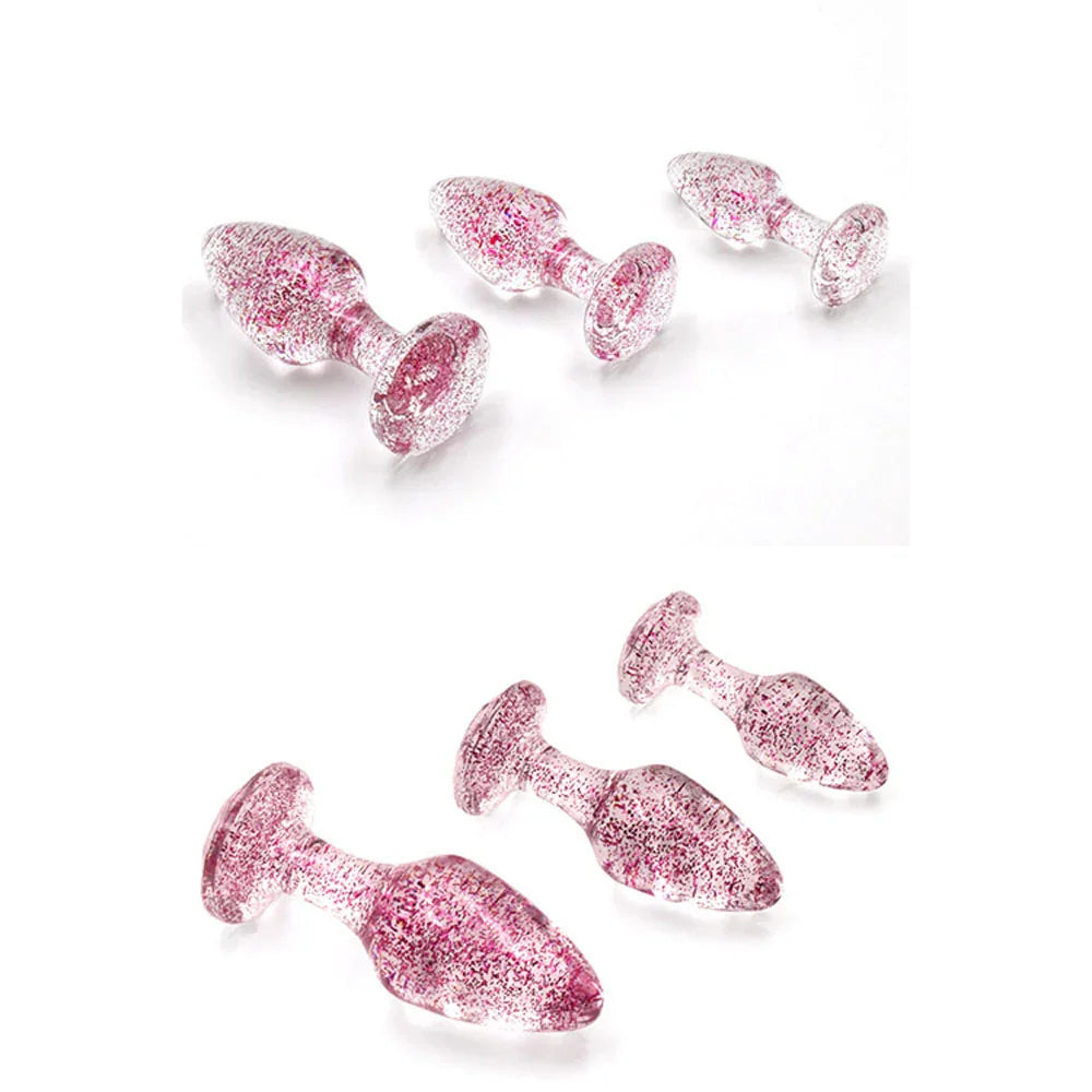 Adam & Eve Glitter Gem 3-Piece Butt Plug Set - - Take A Peek