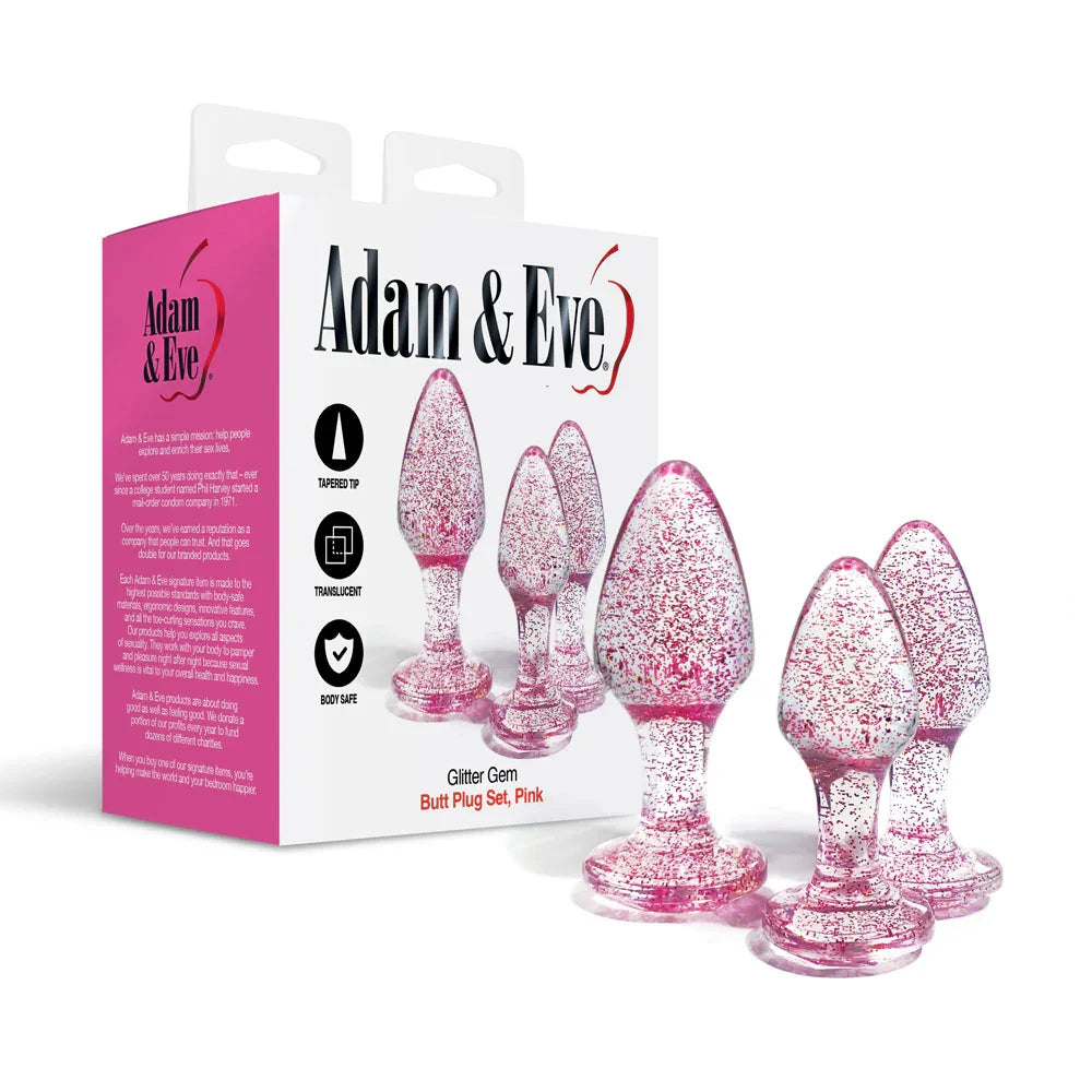 Adam & Eve Glitter Gem 3-Piece Butt Plug Set - - Take A Peek