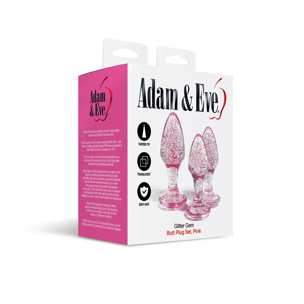 Adam & Eve Glitter Gem 3-Piece Butt Plug Set - - Take A Peek