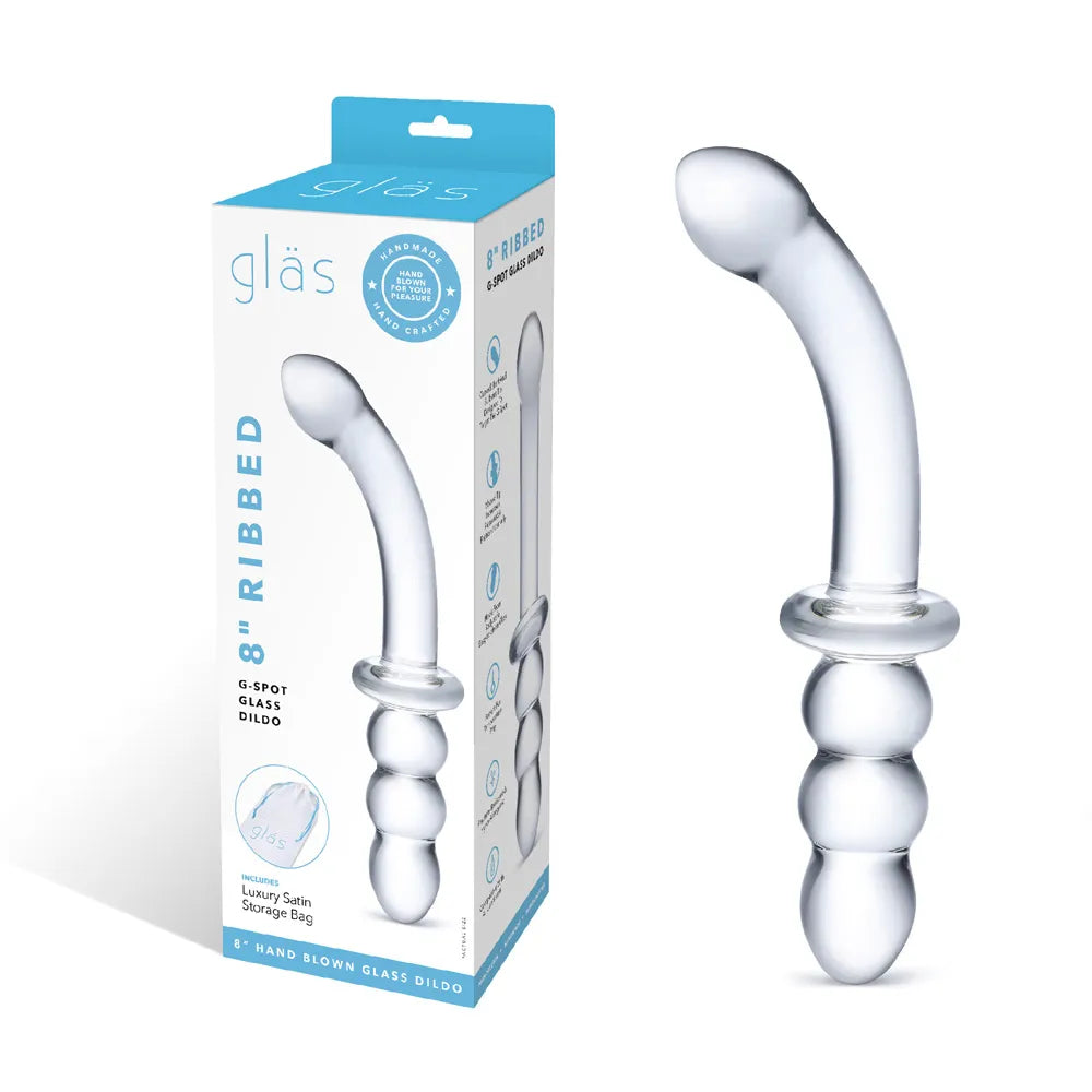 8" Ribbed G-Spot Glass Dildo - Take A Peek