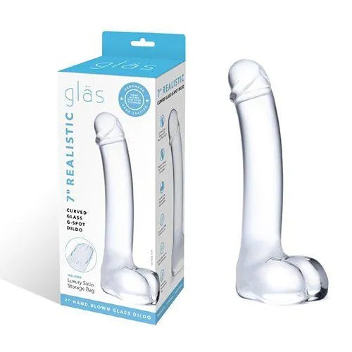 7" Realistic Curved Glass G-Spot Dildo - Take A Peek
