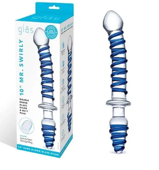10" Mr. Swirly Double Ended Glass Dildo & Butt Plug - Take A Peek