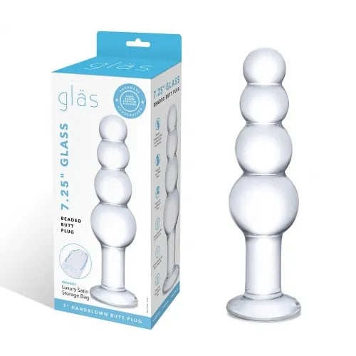 7.25" Glass Beaded Glass Butt Plug - Take A Peek
