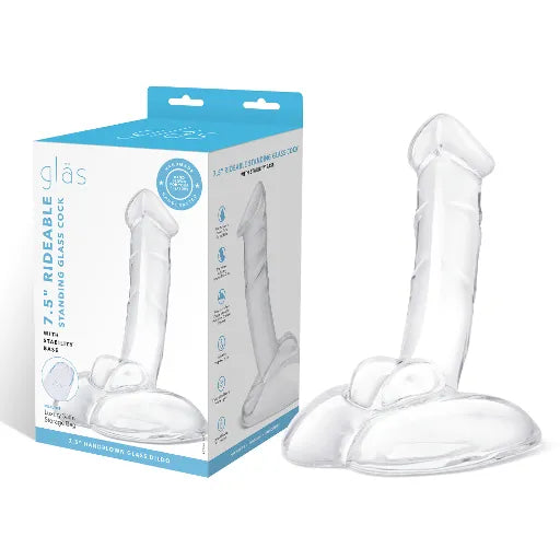 7.5" RIDEABLE STANDING GLASS COCK WITH STABILITY BASE - Take A Peek