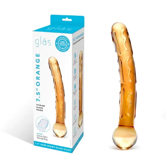 Orange Tickler Glass Dildo - Take A Peek