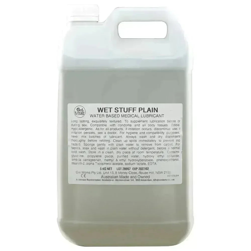 Wet Stuff Plain - 5kg Bottle - Water Based Lubricant with Vitamin E - 5 kg Bottle - Take A Peek
