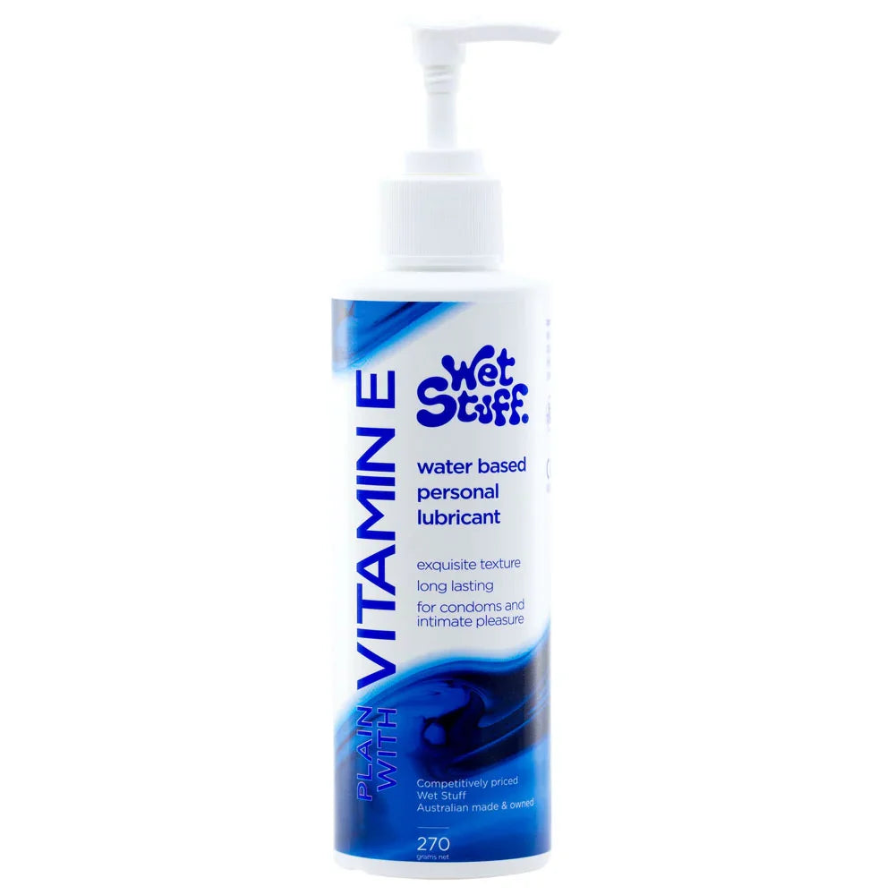 Wet Stuff Plain - 270g Pump - Water Based Lubricant with Vitamin E - 270 gram Pump Bottle - Take A Peek