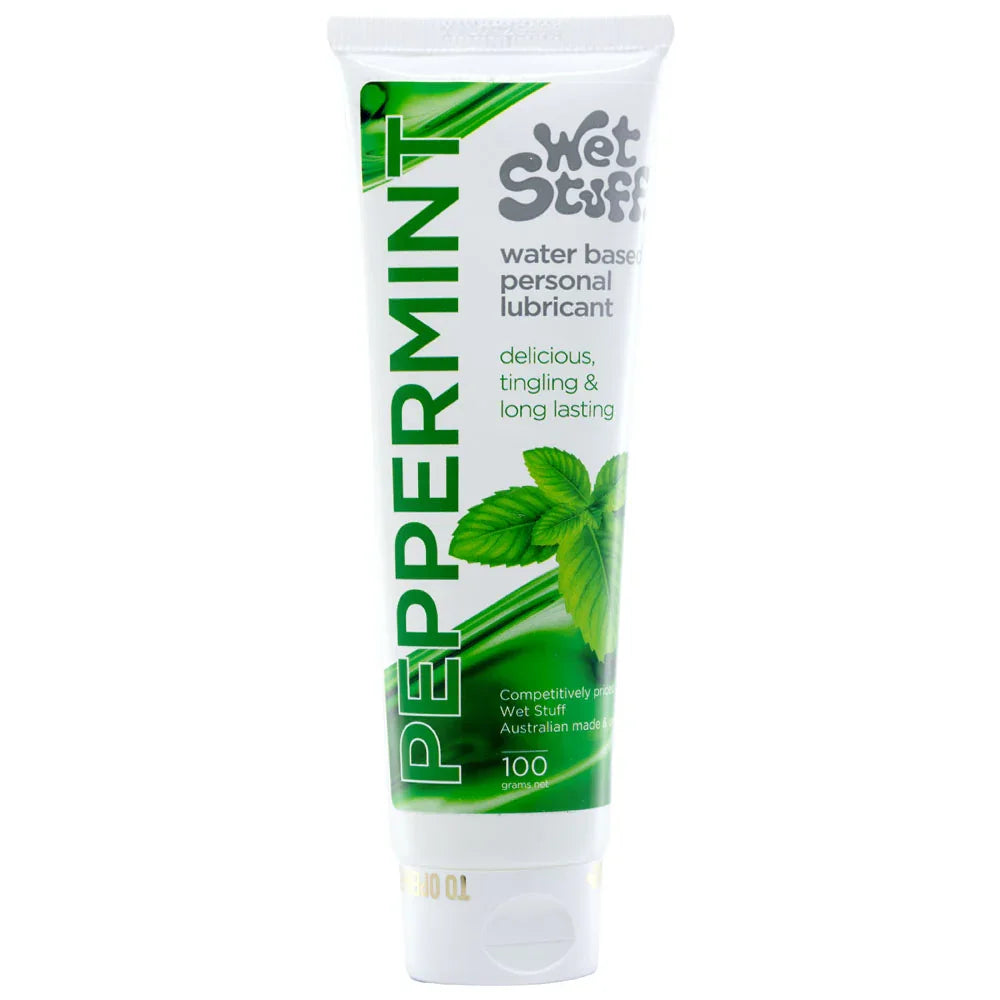 Wet Stuff Peppermint - 100g Tube - Peppermint Flavoured Water Based Lubricant - 100 gram Tube - Take A Peek