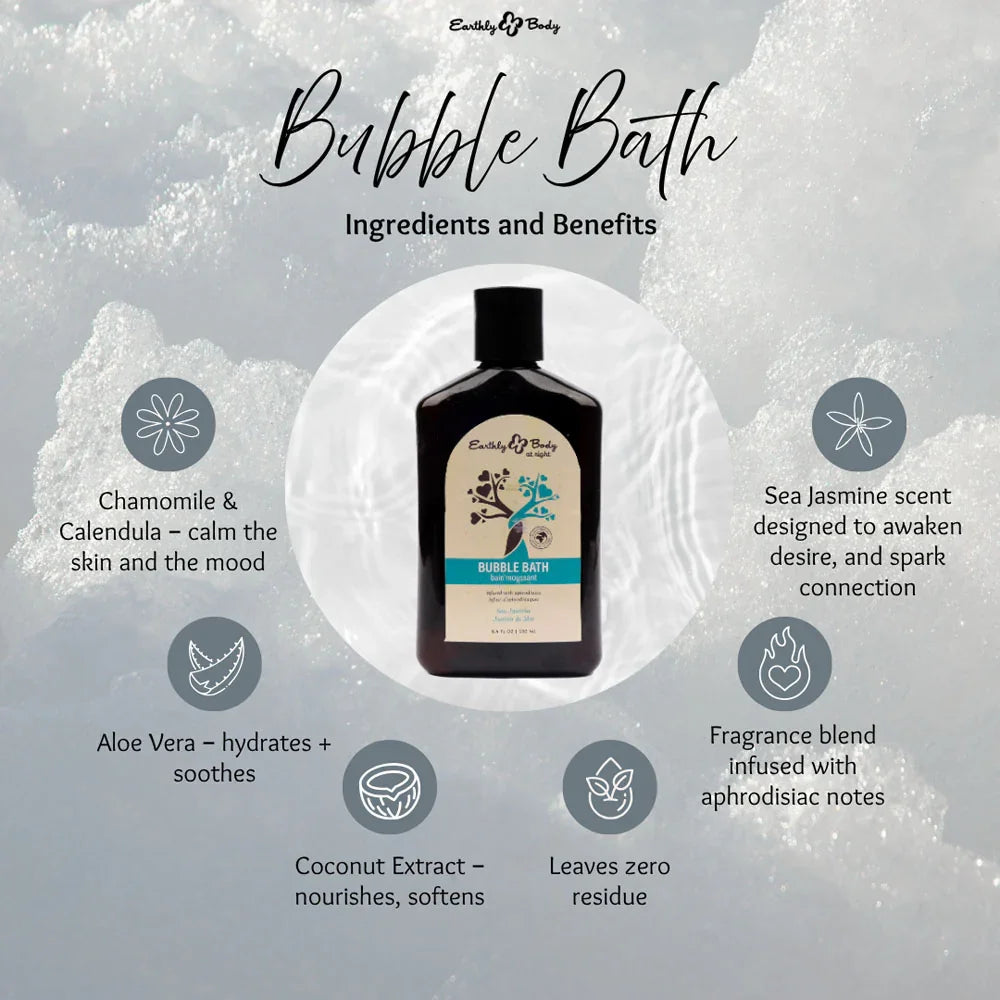 EB Hemp Seed Bubble Bath SEA JASMINE - 250 ml - Sea Jasmine Scented Bubble Bath - 250 ml Bottle - Take A Peek