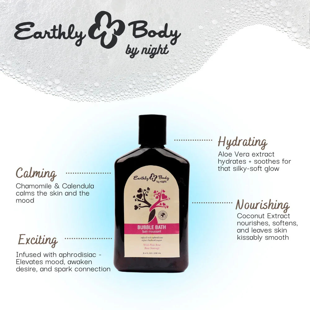 EB Hemp Seed Bubble Bath WILD PINK ROSE - 250 ml - Wild Pink Rose Scented Bubble Bath - 250 ml Bottle - Take A Peek