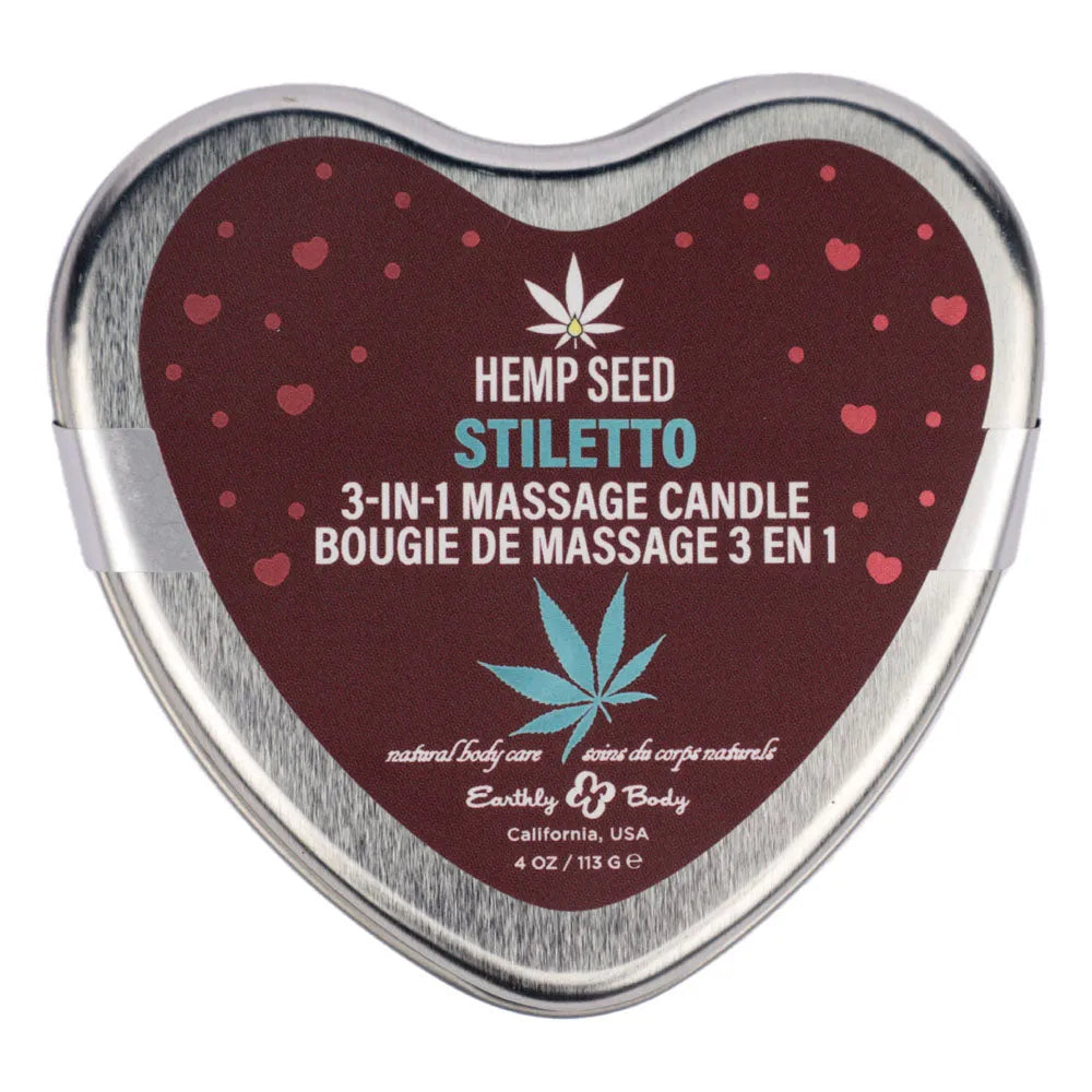 EB Hemp Seed 3 in 1 Massage Heart Candle - Stiletto - Stiletto (Flowering Sage, Wildflower Honey, Creamy Sandalwood) - 113 g - Take A Peek