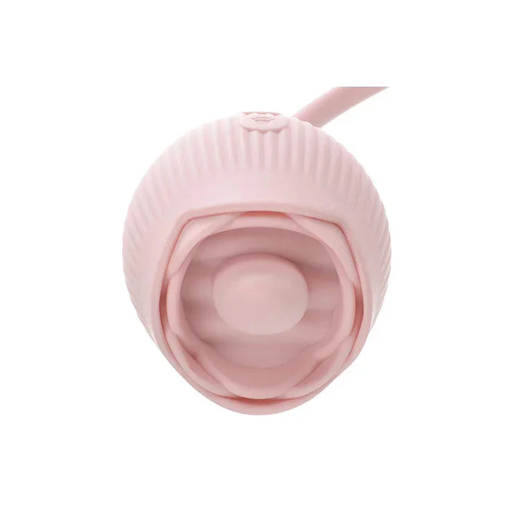 Adam & Eve THRUST & TICKLE Rose Vibrator - USB Rechargeable Flickering Rose Stimulator with Thrusting Bullet - Take A Peek