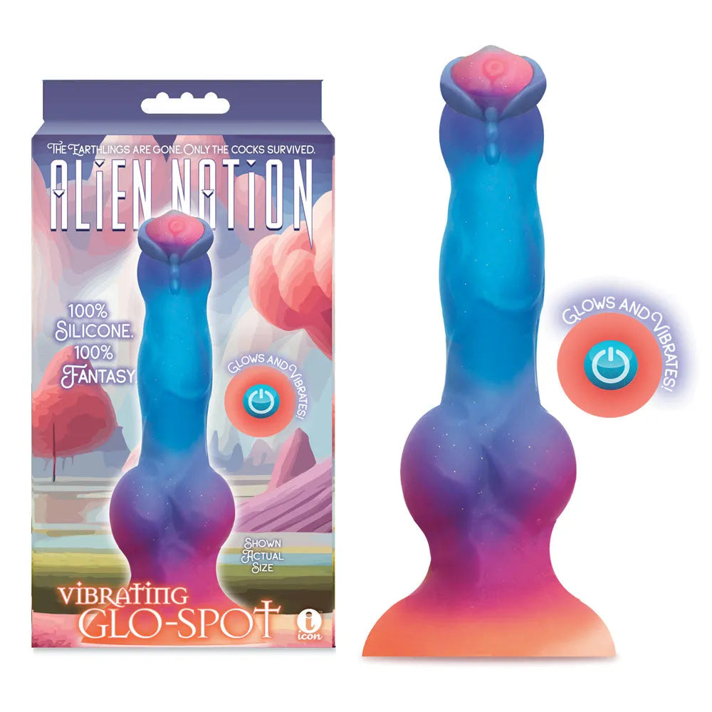 Alien Nation - Glo-Spot - Glow In Dark 21.6 cm USB Rechargeable Vibrating Fantasy Dong - Take A Peek