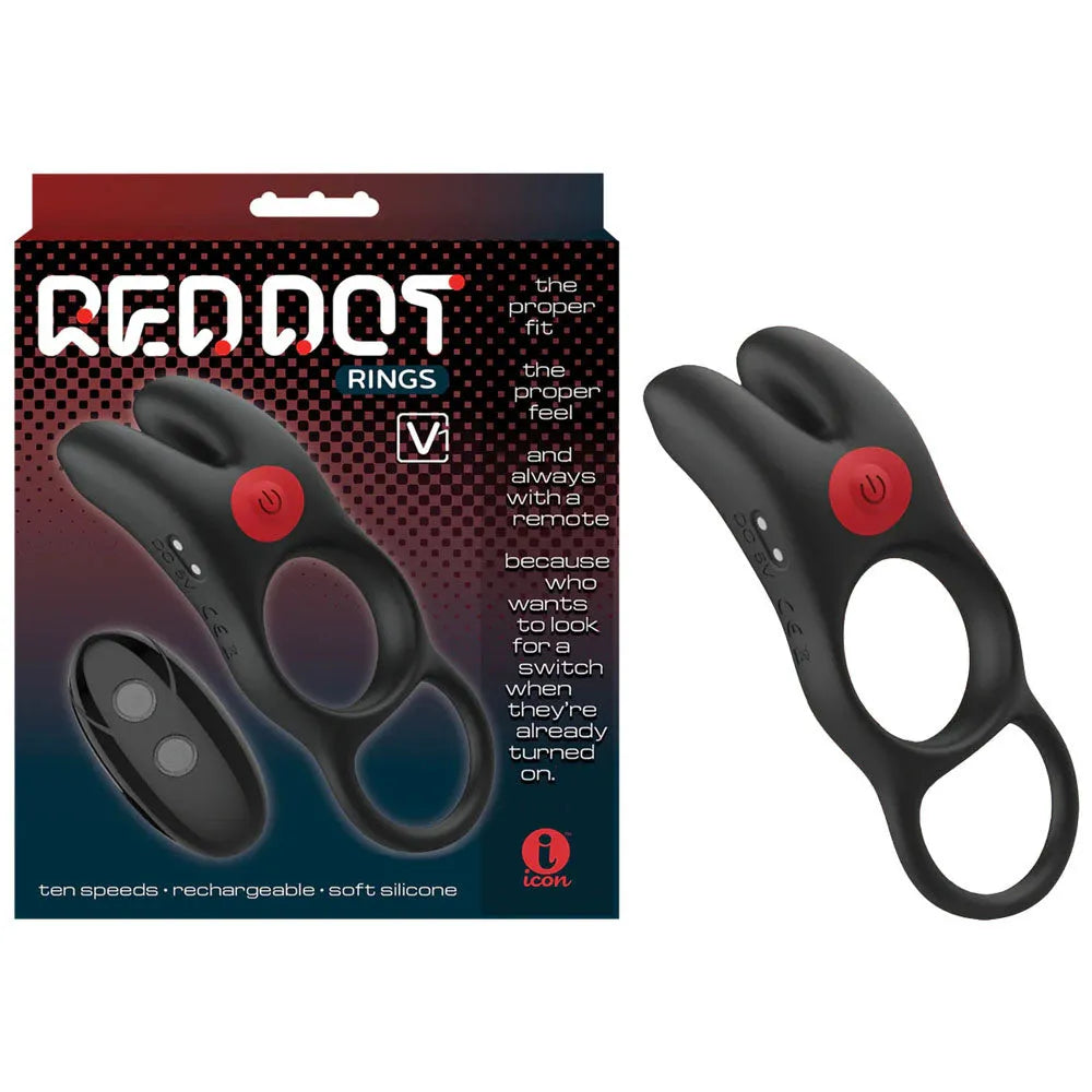 Red Dot Rings - V1 - USB Rechargeable Vibrating Cock Ring with Remote - Take A Peek