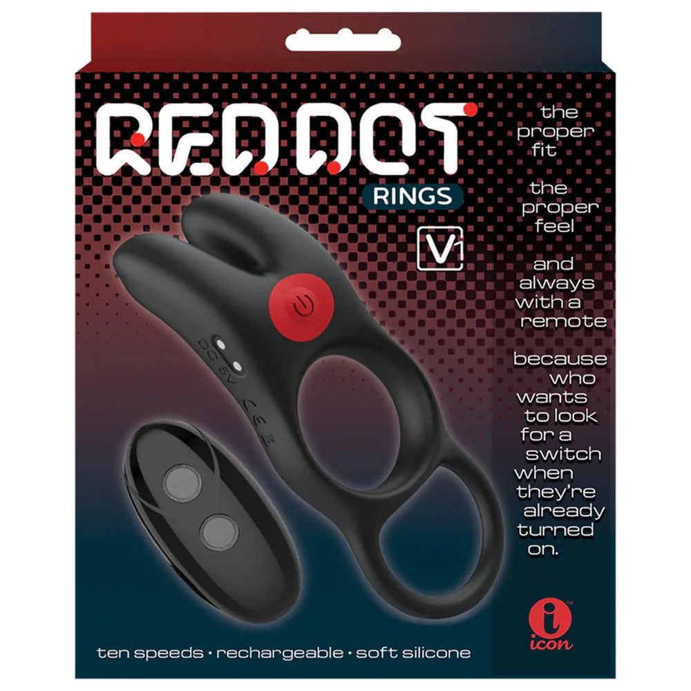 Red Dot Rings - V1 - USB Rechargeable Vibrating Cock Ring with Remote - Take A Peek