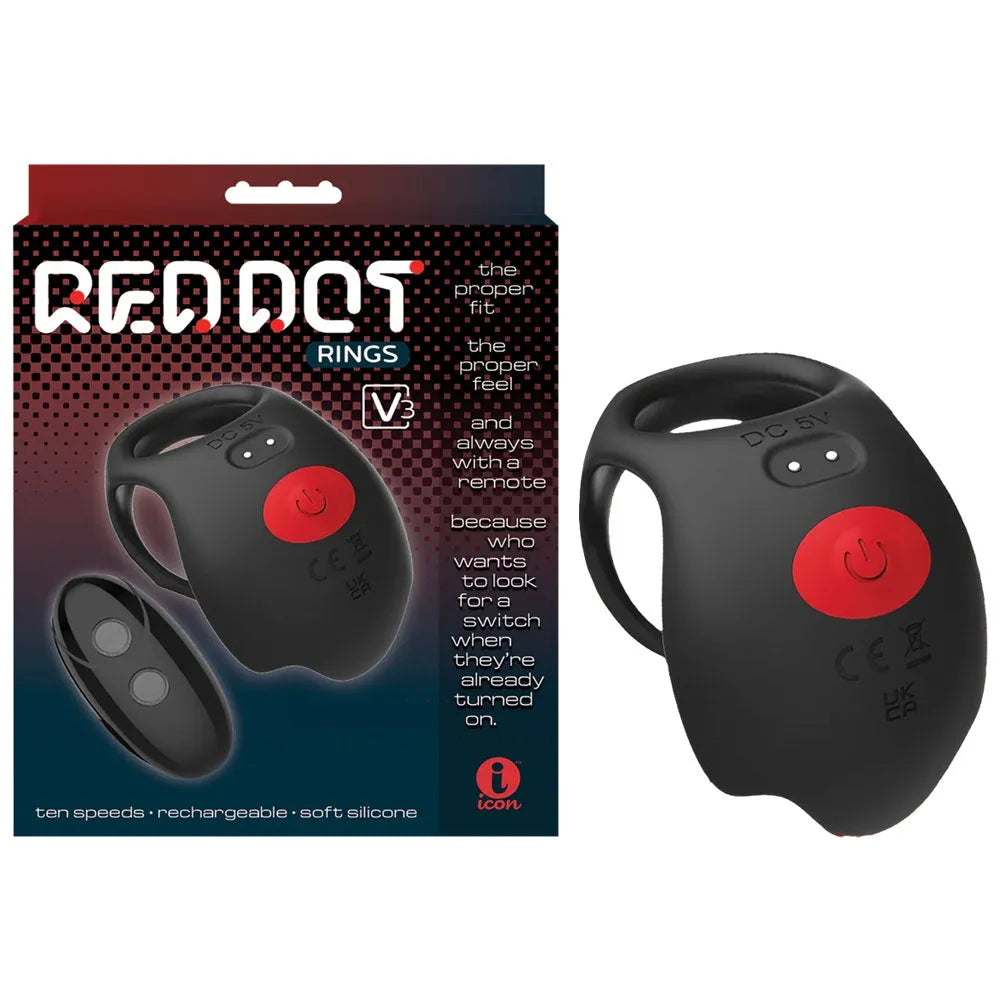 Red Dot Rings - V3 - USB Rechargeable Vibrating Cock & Ball Ring with Remote - Take A Peek