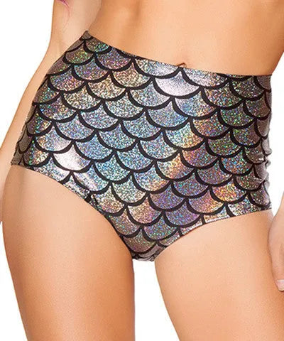 CC401 - Scale High Waist Mermaid Shorts - Take A Peek