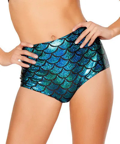 CC401 - Scale High Waist Mermaid Shorts - Take A Peek