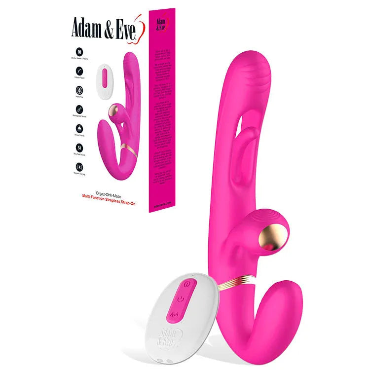 Adam & Eve ORGAZ-OHH-MATIC - 23.5 cm USB Rechargeable Strapless Strap-On with Remote - Take A Peek