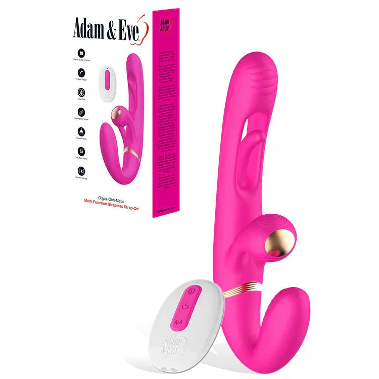 Adam & Eve ORGAZ-OHH-MATIC - 23.5 cm USB Rechargeable Strapless Strap-On with Remote - Take A Peek