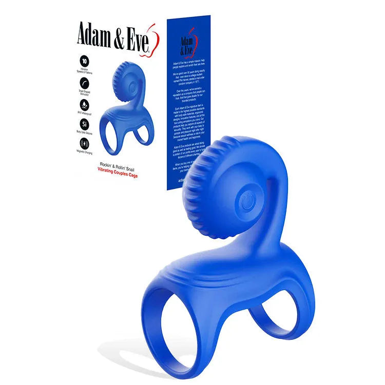 Adam & Eve ROCKIN & ROLLIN SNAIL - USB Rechargeable Vibrating Couples Cage - Take A Peek