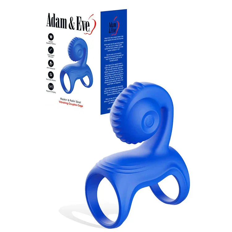 Adam & Eve ROCKIN & ROLLIN SNAIL - USB Rechargeable Vibrating Couples Cage - Take A Peek