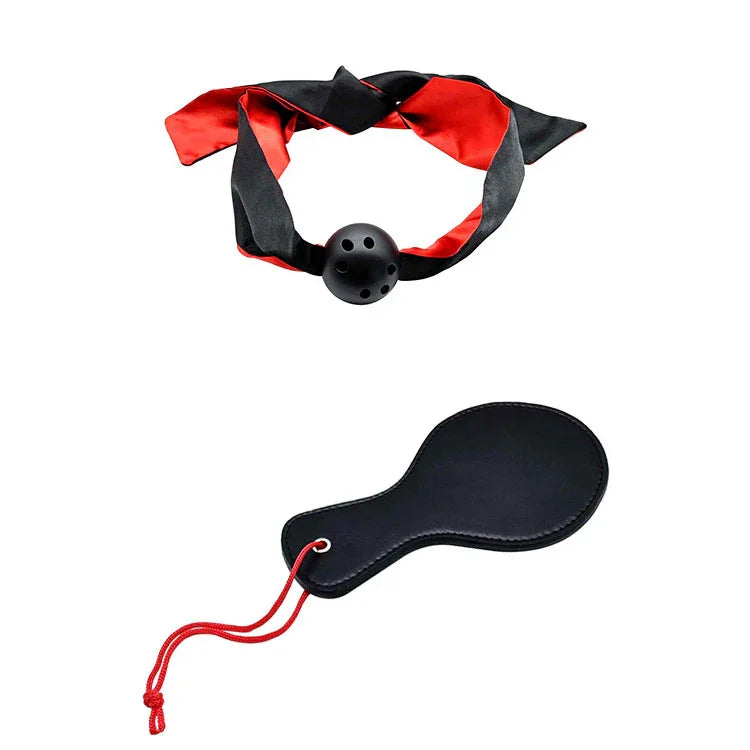 Adam & Eve SENSUAL SCARLET NIGHTS - Black/ Couples Bondage Kit - Set of 10 Pieces - Take A Peek
