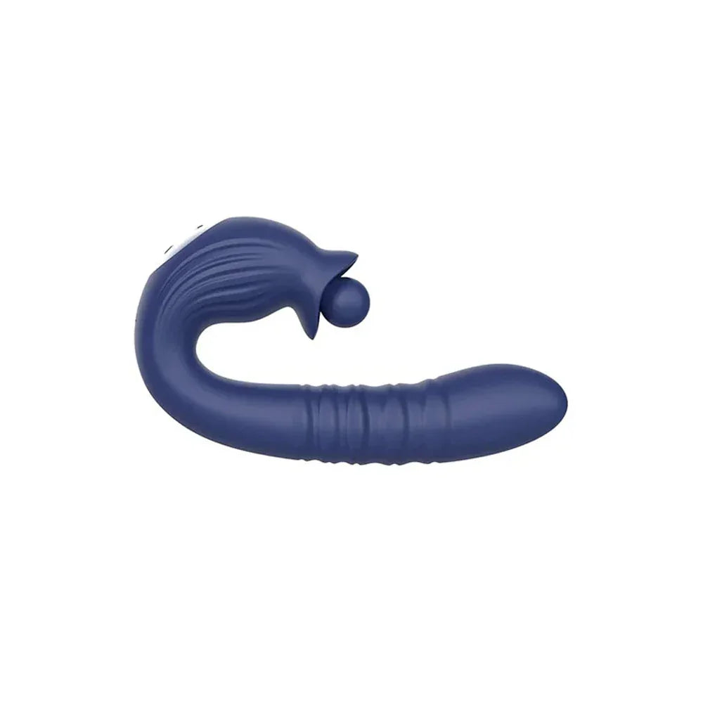 Adam & Eve THE BIG BALLER - Navy 18.8 cm USB Rechargeable Thrusting Rabbit Vibrator - Take A Peek