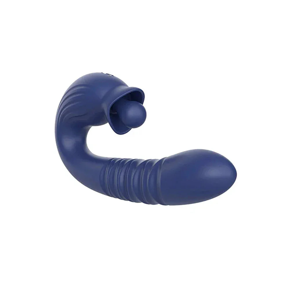 Adam & Eve THE BIG BALLER - Navy 18.8 cm USB Rechargeable Thrusting Rabbit Vibrator - Take A Peek