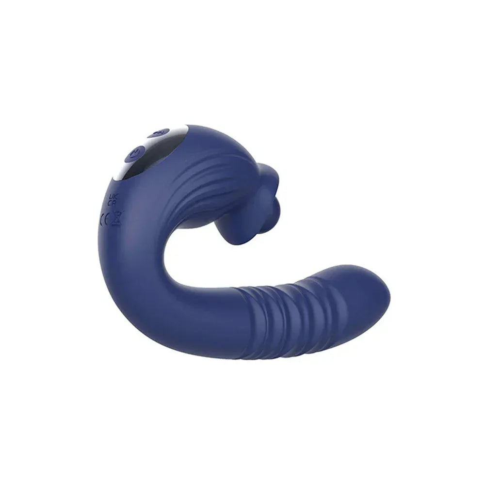 Adam & Eve THE BIG BALLER - Navy 18.8 cm USB Rechargeable Thrusting Rabbit Vibrator - Take A Peek