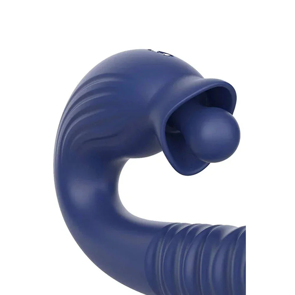 Adam & Eve THE BIG BALLER - Navy 18.8 cm USB Rechargeable Thrusting Rabbit Vibrator - Take A Peek