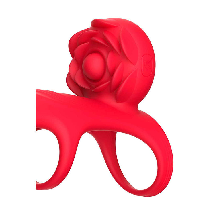 Adam & Eve VIBRATING ROSE COUPLES CAGE - Red USB Rechargeable Vibrating Penis Cage with Wireless Remote