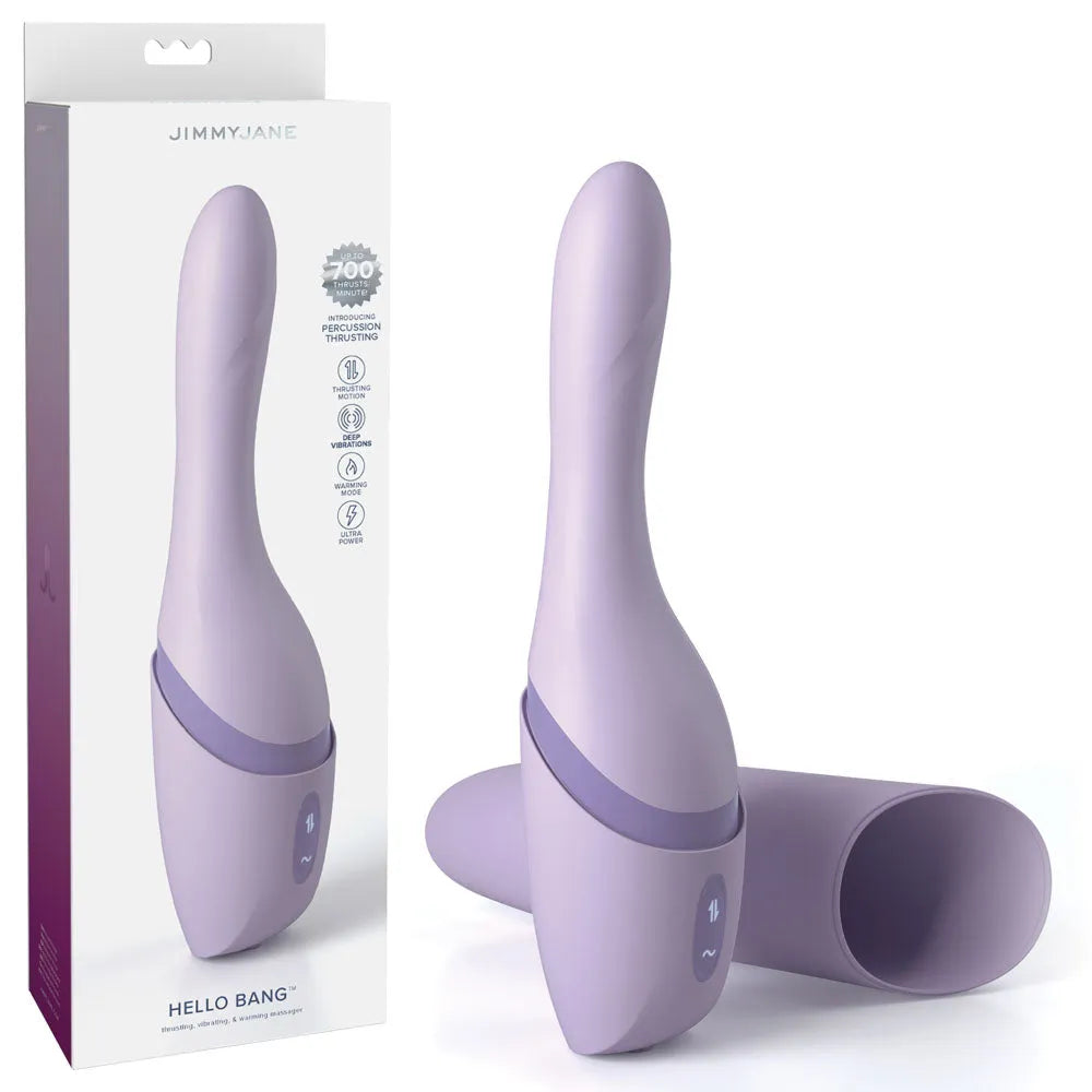 JimmyJane Hello Bang - 27 cm USB Rechargeable Warming & Thrusting Vibrator - Take A Peek