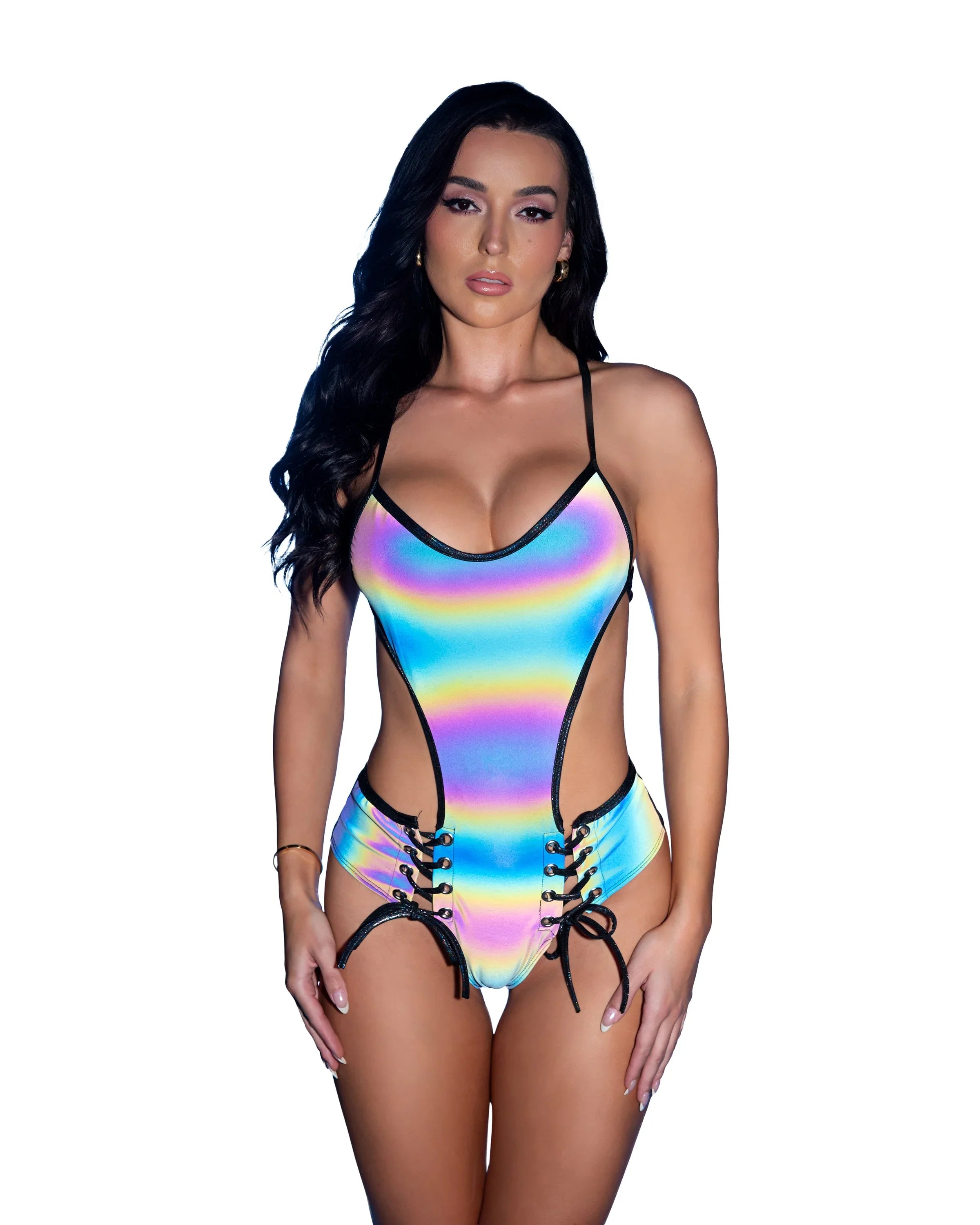 JR288 - Reflective Lace-up Bodysuit - Take A Peek