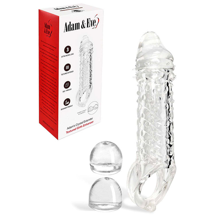 Adam & Eve ADAMS CRYSTAL EXTENDER - Clear 22.9 cm Penis Extender Sleeve with Adjustable Inner