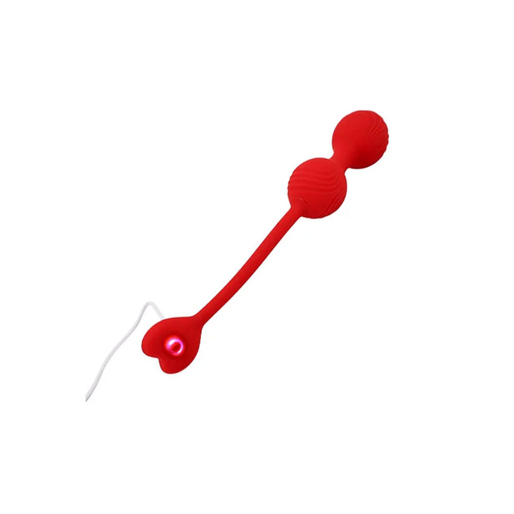 Adam & Eve SWEETHEART Kegel Trainer - Red USB Rechargeable Vibrating Kegel Balls with Remote