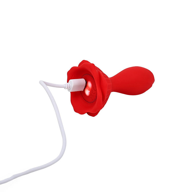 Adam & Eve THE ROSEBUD - Red 10.2 cm USB Rechargeable Vibrating Butt Plug with Remote