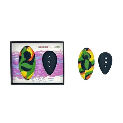 Colourful Camo Remote Control Panty Vibe Yellow - Take A Peek