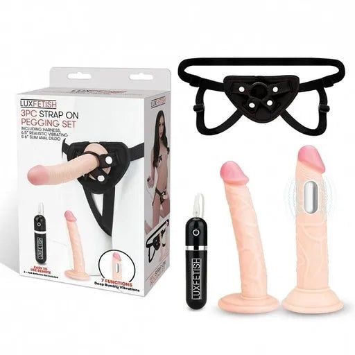 Lux Fetish 3 PC Strap-On Pegging Set - Take A Peek