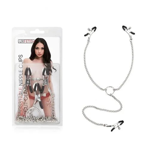 Lux Fetish Adjustable Nipple Clamps & Clit Clamp - Take A Peek