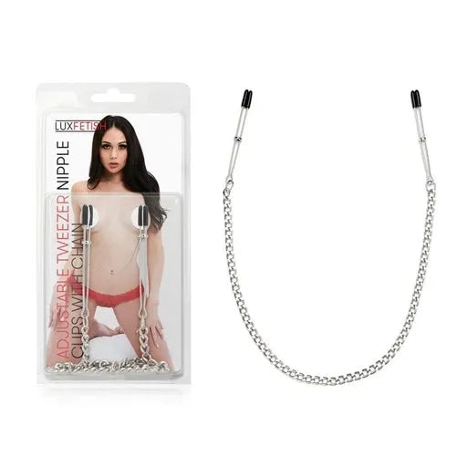 Lux Fetish Adjustable Tweezer Nipple Clips With Chain - Take A Peek